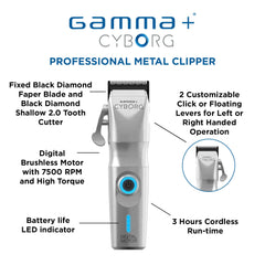 Gamma+ Cyborg clipper docking station charges quickly and safely.