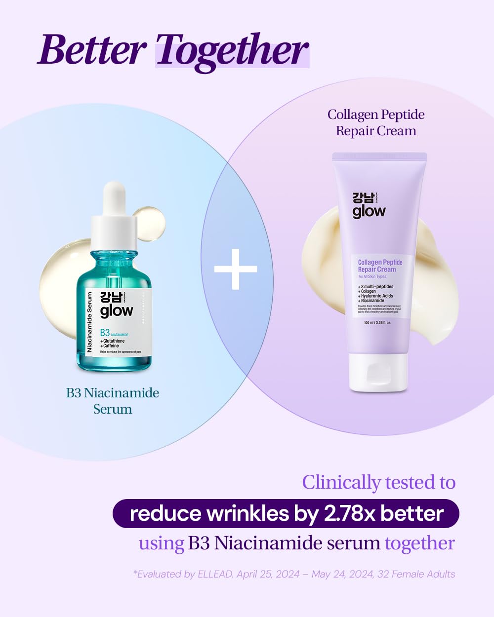 GANGNAM GLOW repair cream on bathroom shelf signals routine