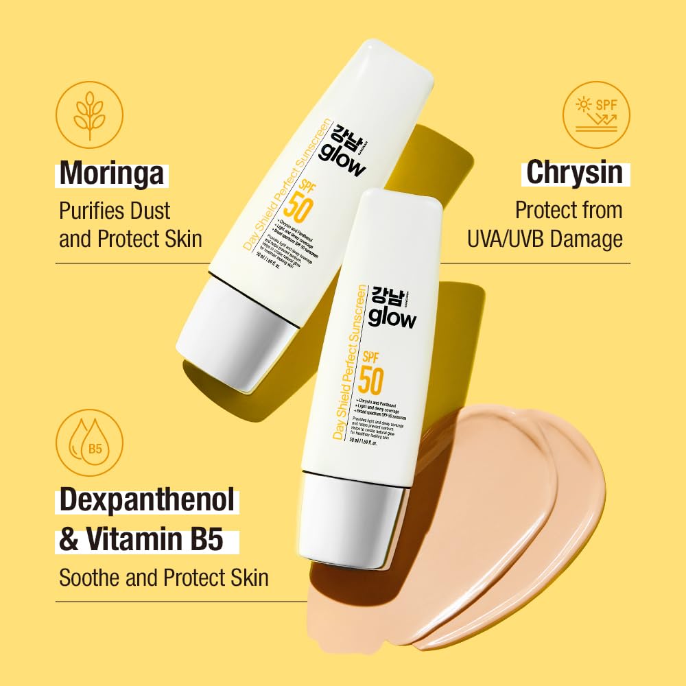 GANGNAM GLOW Day Shield ingredients moringa-oil closeup suggests nourishing care.