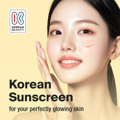 GANGNAM GLOW Day Shield SPF50 label visible, highlighting broad-spectrum protection for daily wear.