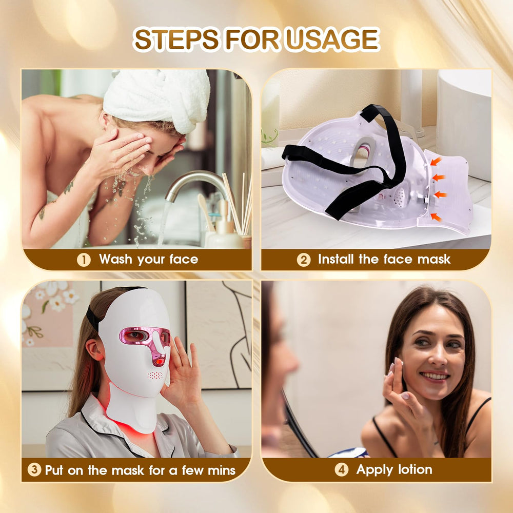 GANOEL red light therapy mask LED color spectrum illustrating seven wavelengths