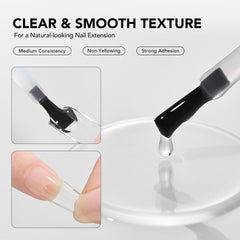 GAOY 2in1 nail glue base coat application closeup for strong bonding