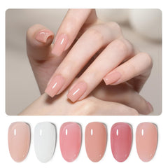 GAOY 6 colors rubber base gel set packaging for at-home manicure versatility.