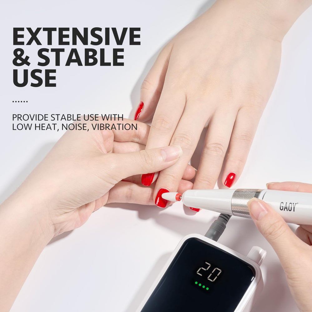 GAOY battery rapid charging keeps your nail drill ready for quick touch-ups.