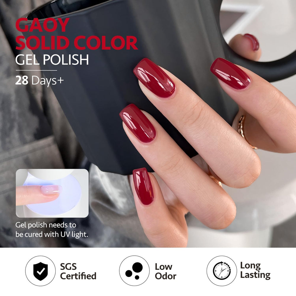 GAOY Berry Collection UV cure in 60 seconds for quick manicures.