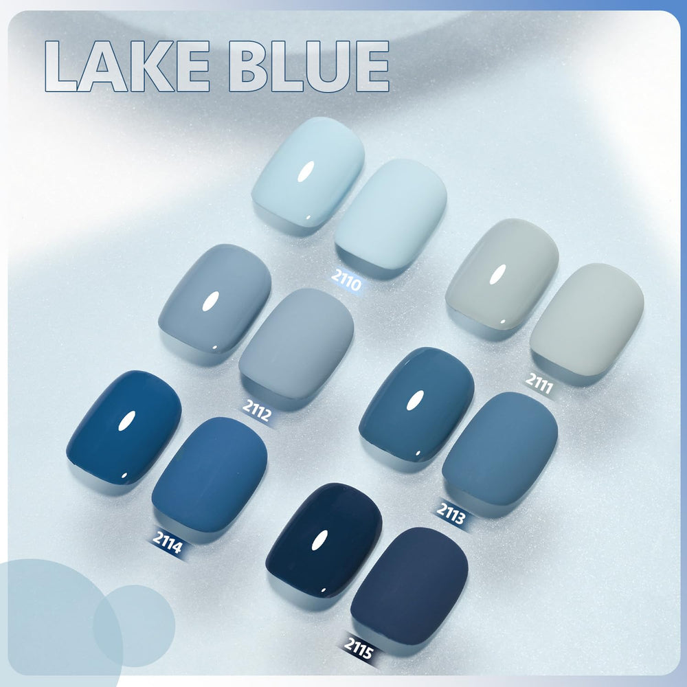 GAOY Blue Navy gel nail polish set color 2 provides a chip-resistant finish for DIY nails.