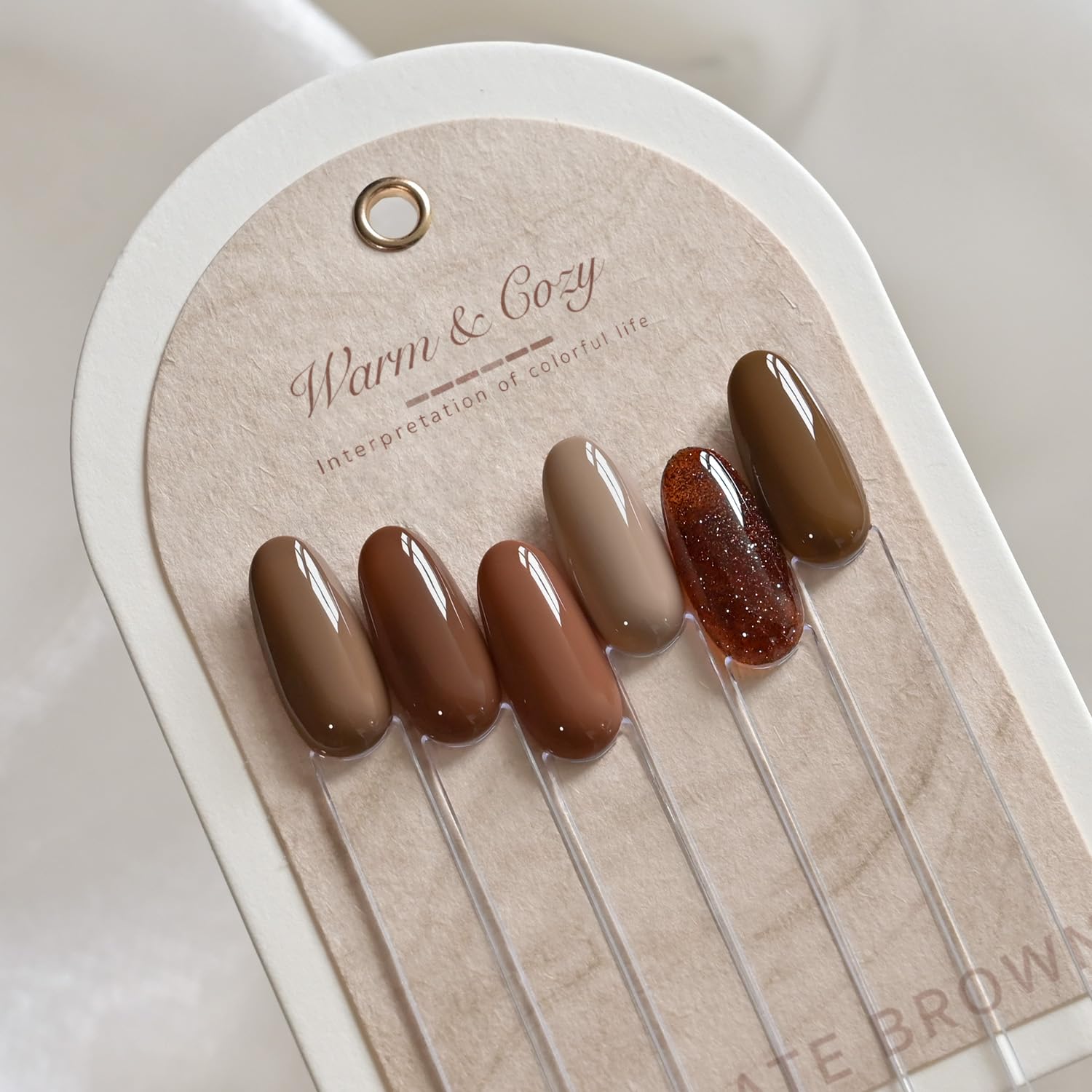 GAOY Brown Fall Gel Nail Polish Set glitter shade shimmer on nail for festive glow
