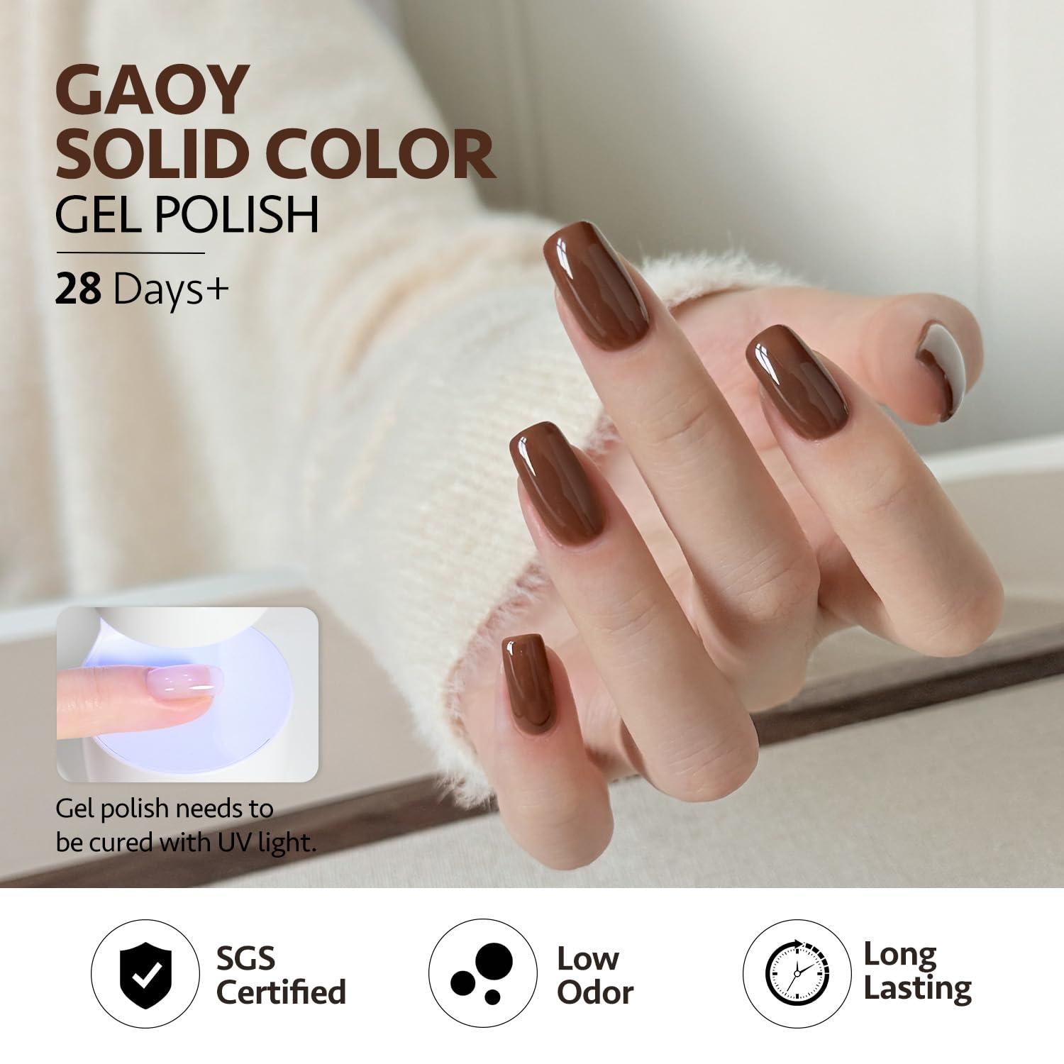 GAOY Brown Fall Gel Nail Polish Set packaging includes six colors for at-home art