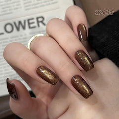 GAOY caramel amber glitter gel polish adds rich, shimmering nail art