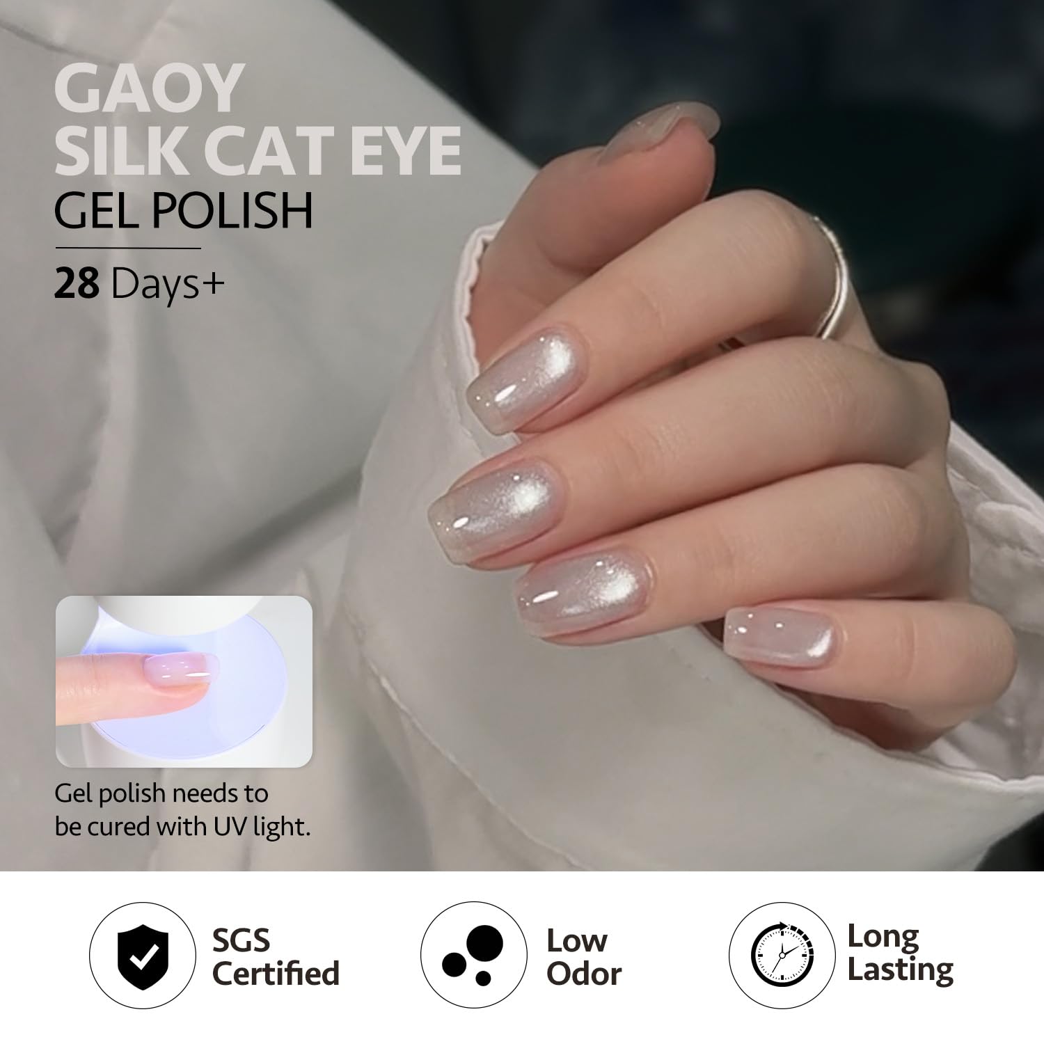 GAOY Cat Eye glitter finish close-up showcases reflective sparkle
