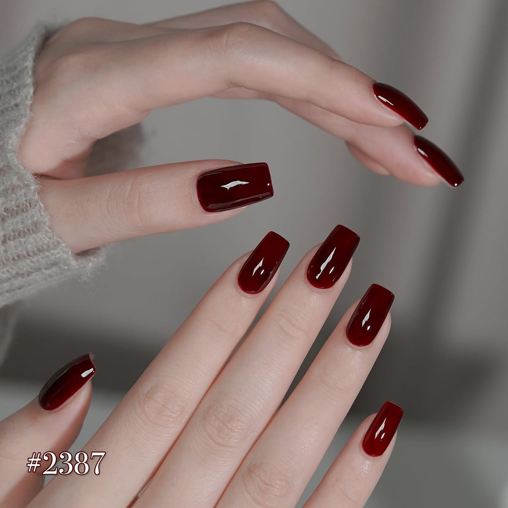 GAOY cherry gel nail polish swatch on nail for bold glossy red