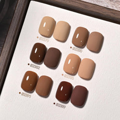 GAOY color swatches showing brown caramel nude for long-lasting color reference