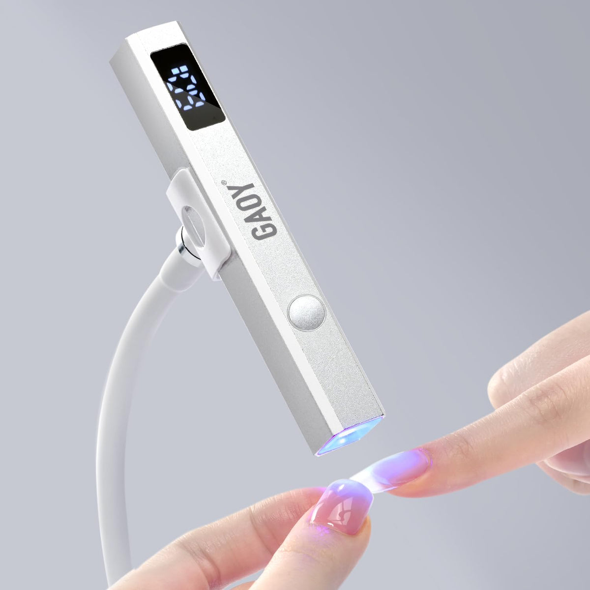 GAOY cordless nail lamp with stand in silver for hands-free gel curing