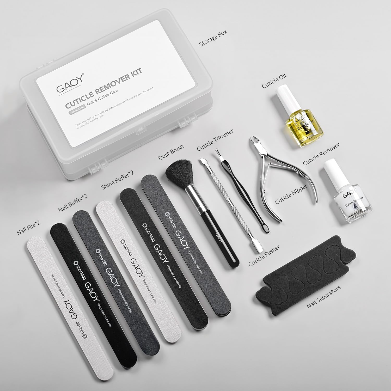 GAOY file and buffer duo to smooth nails and add shine.