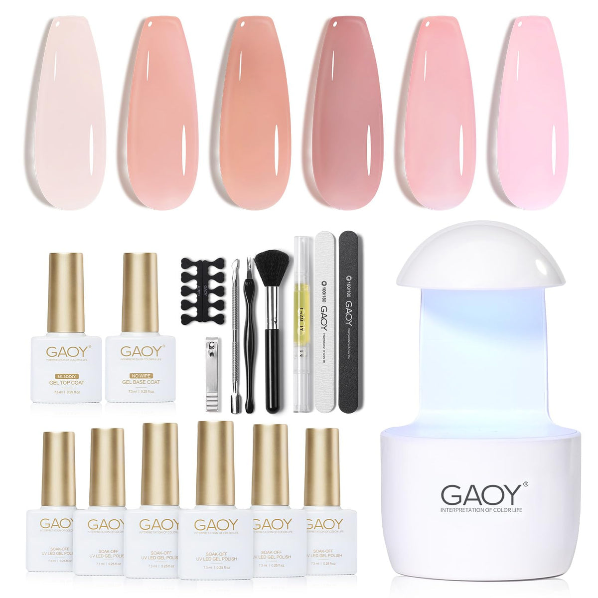 GAOY gel nail polish kit with compact UV lamp for easy at-home manicures.