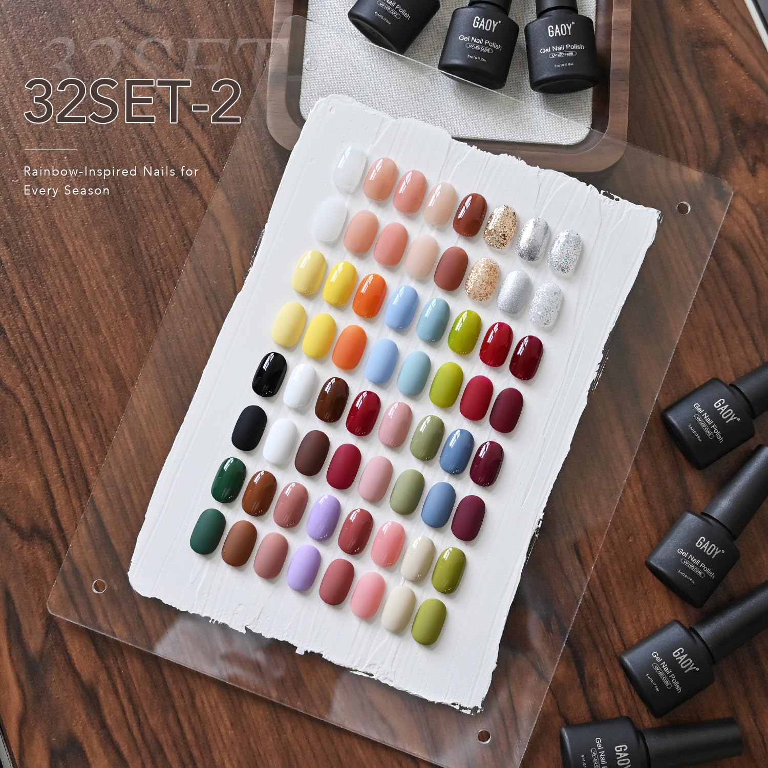 GAOY gel nail polish set essentials provide base coat, glossy top, matte top, and builder