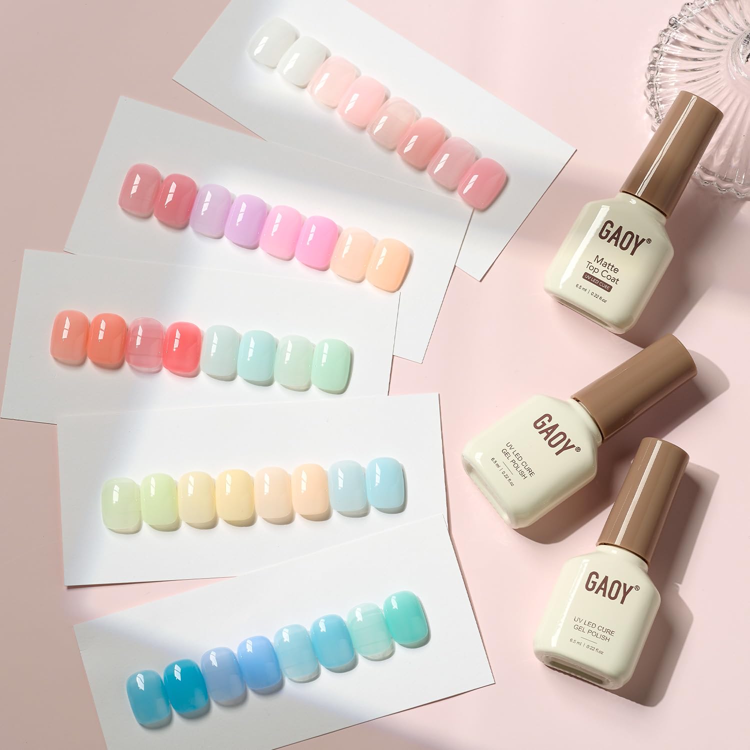 GAOY glossy top coat on nails delivers a high-shine finish.
