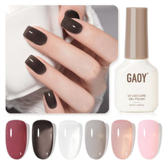 GAOY gray pink jelly nail polish colors display for at-home manicure inspiration
