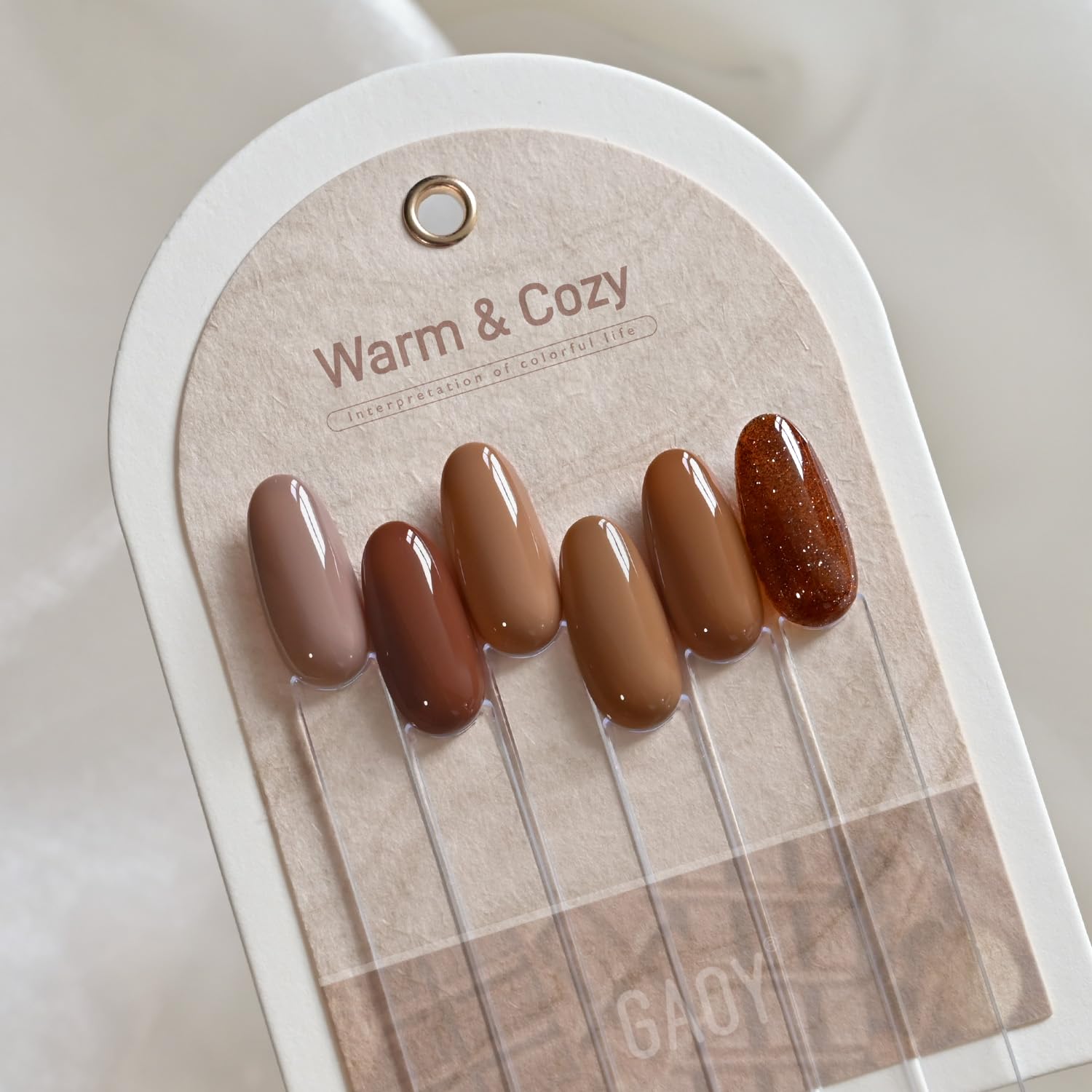 GAOY hazelnut chocolate gel nail polish packaging ready for salon or home kits