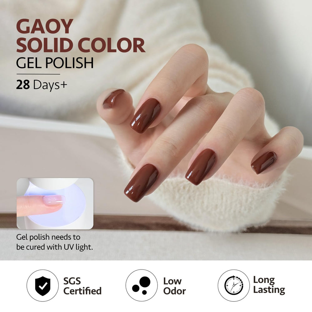 GAOY hazelnut chocolate gel polish cures under UV/LED lamp for fast results