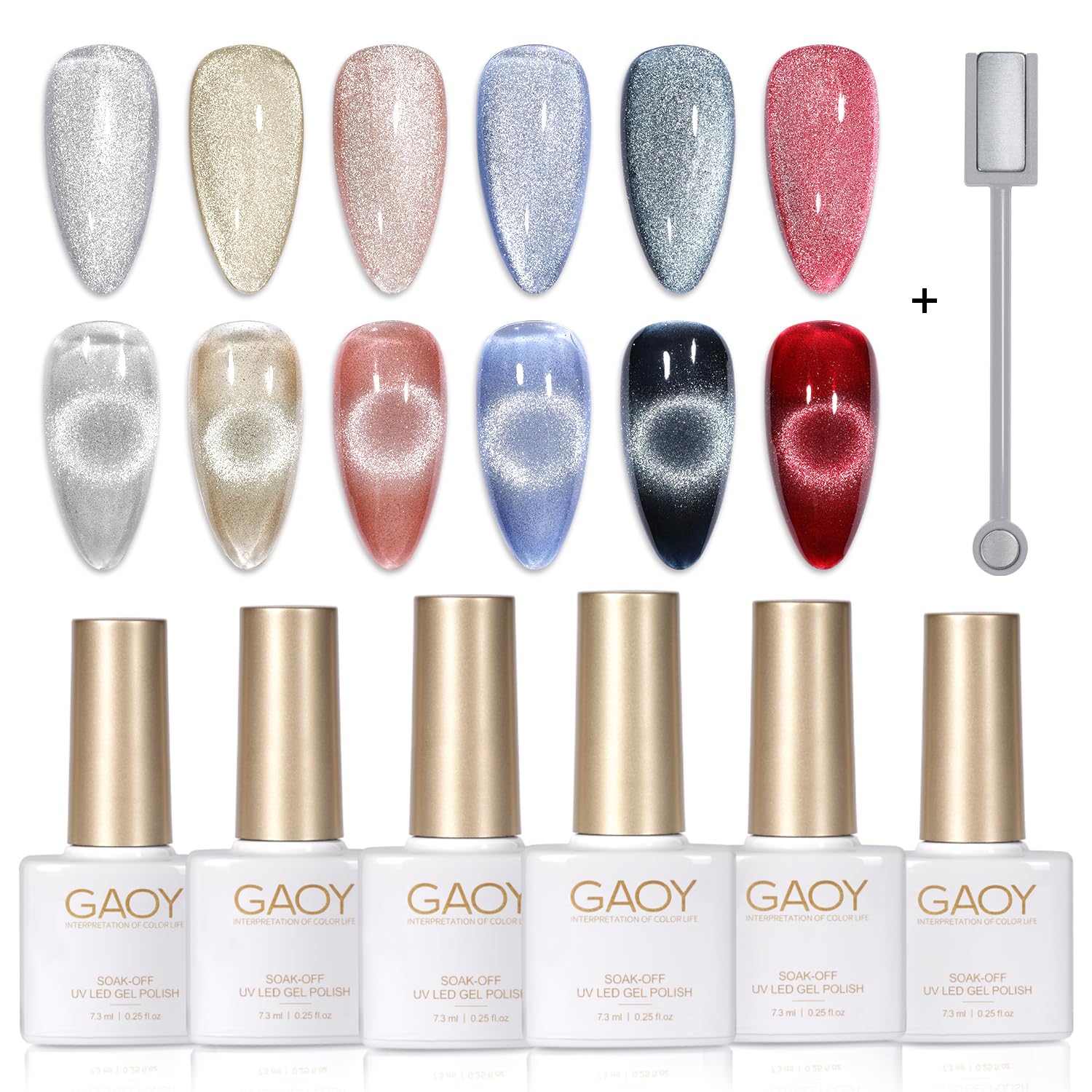 GAOY holographic cat eye magnet close-up for custom nail patterns