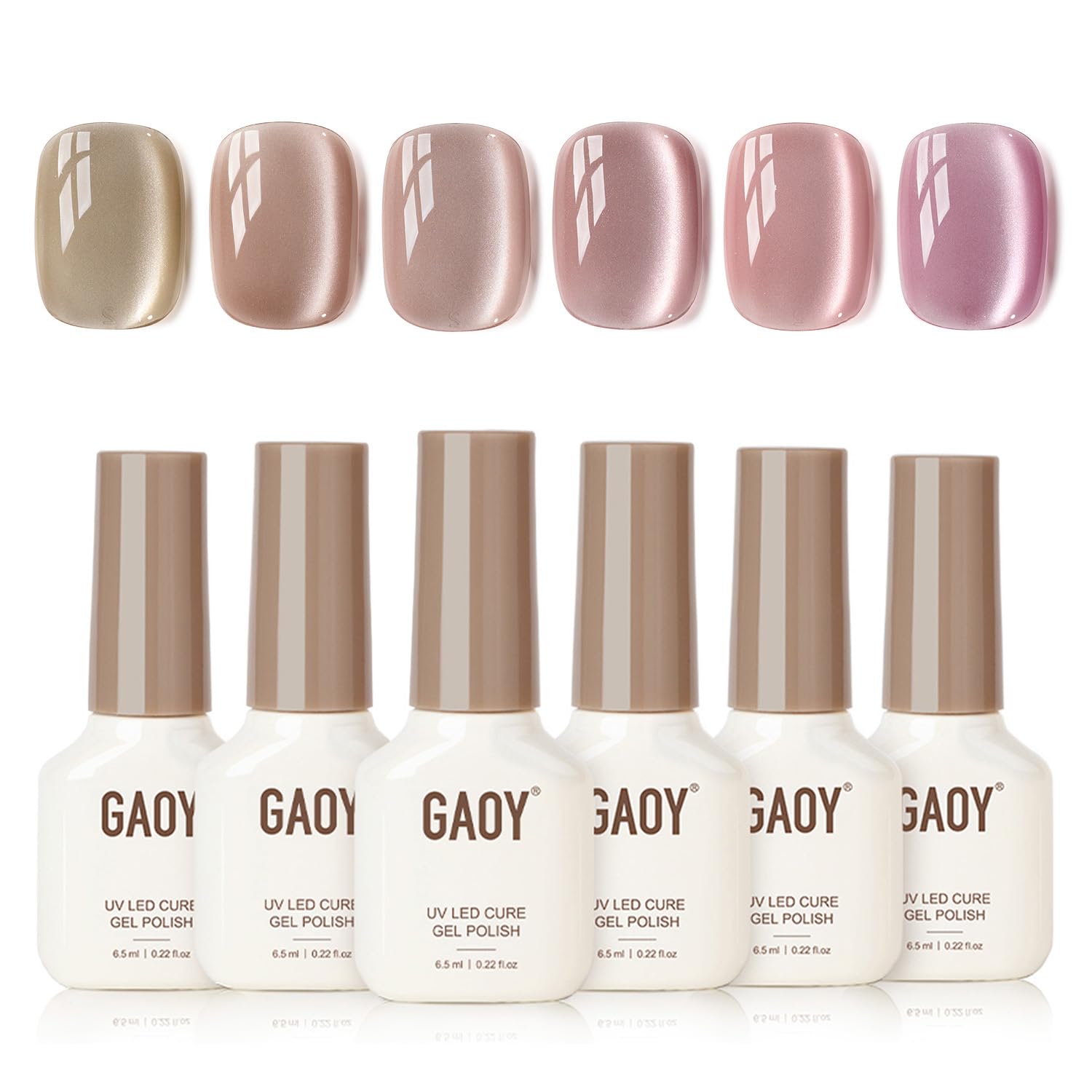GAOY Icy Glass Cat Eye Nail Polish with magnet creates shimmering glitter cat eye effect.