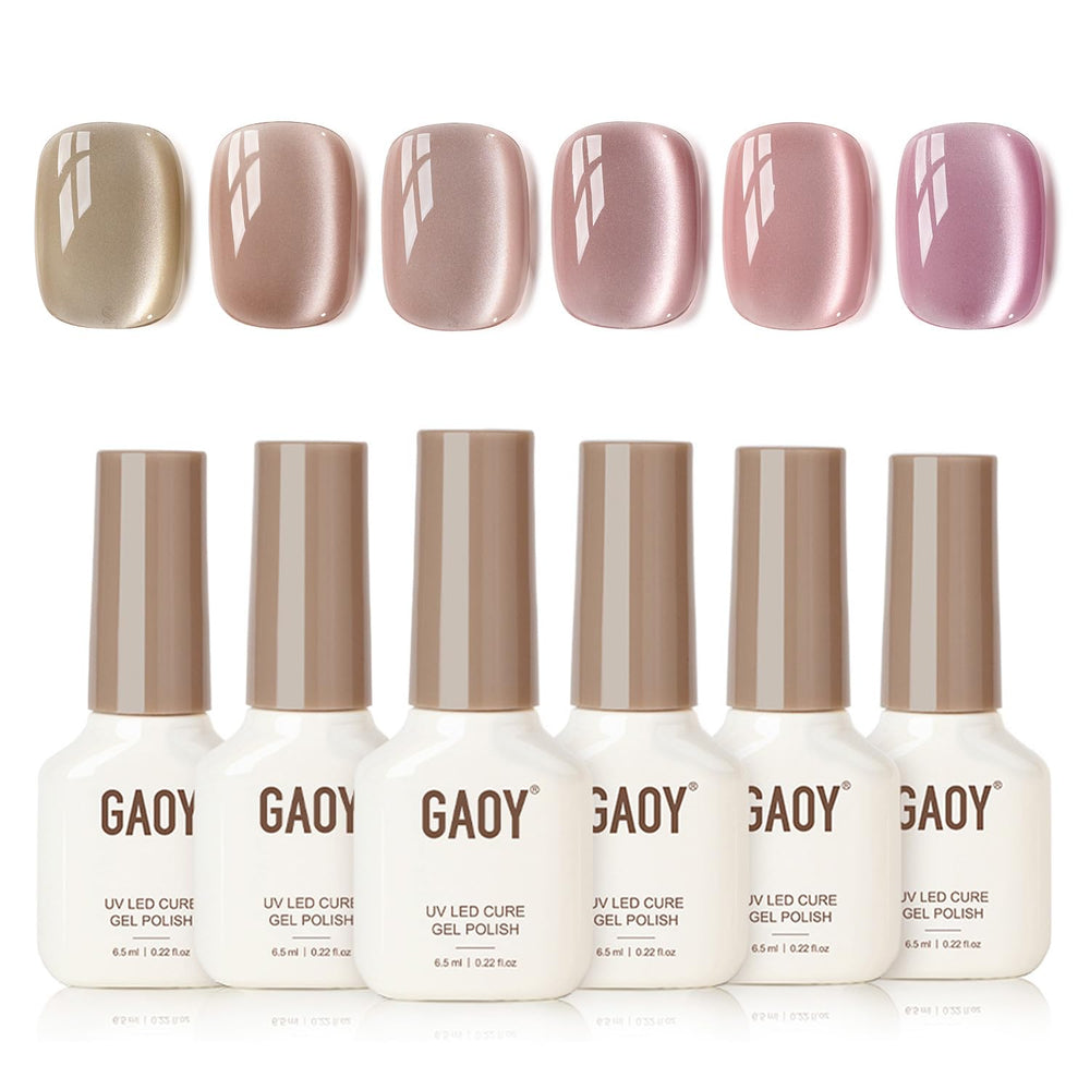 GAOY Icy Glass Cat Eye Nail Polish with magnet creates shimmering glitter cat eye effect.