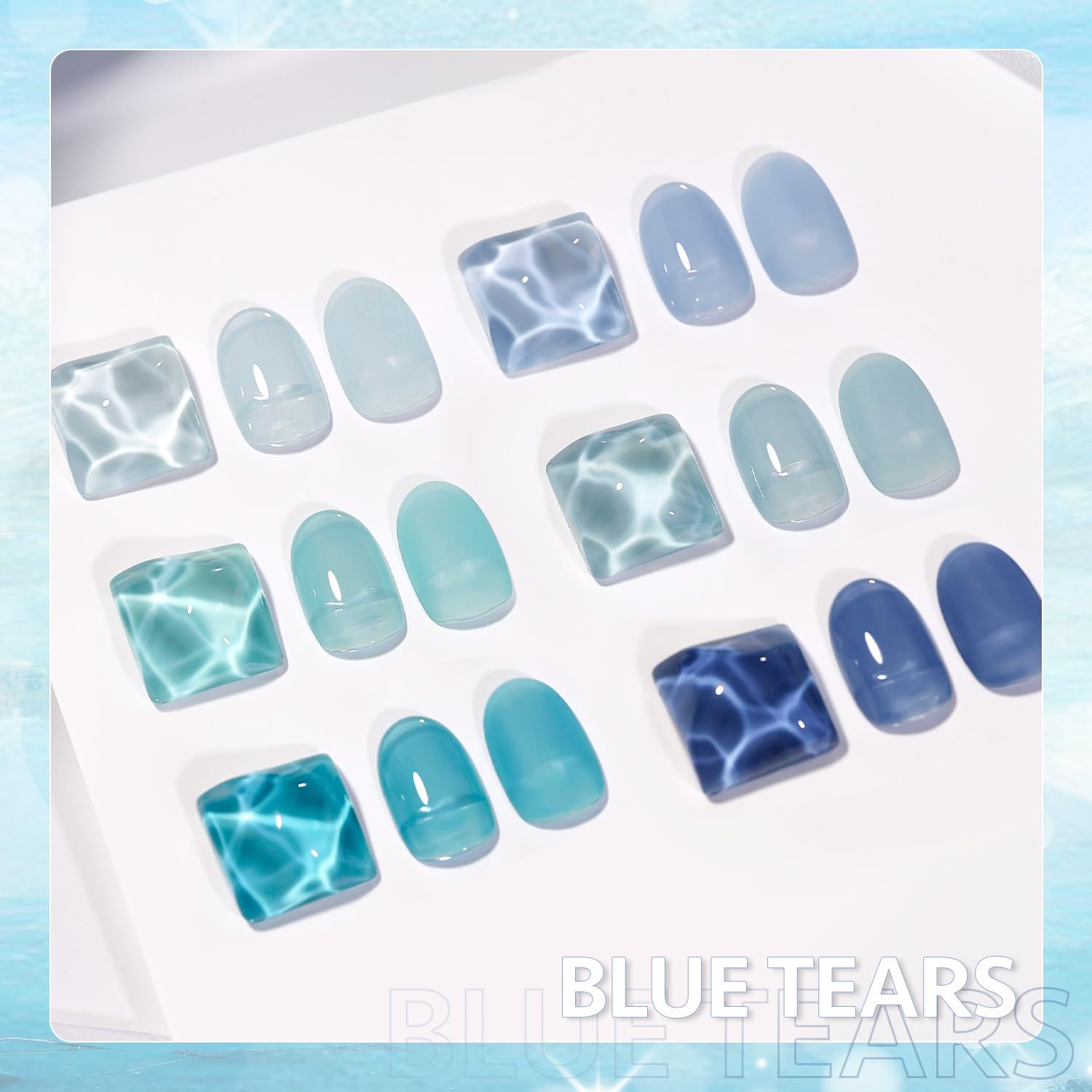 GAOY Jelly Blue Gel Nail Polish Set uses UV cure for quick 60-second dry.