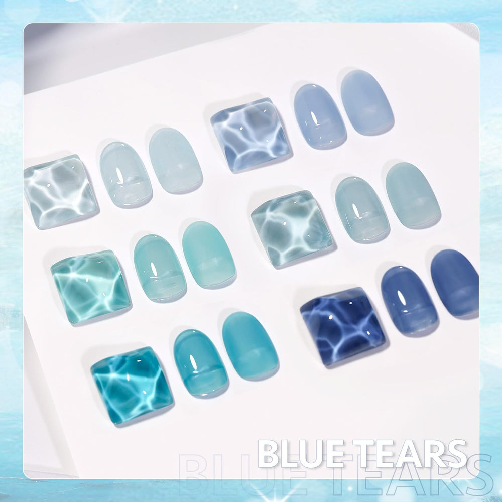 GAOY Jelly Blue Gel Nail Polish Set uses UV cure for quick 60-second dry.