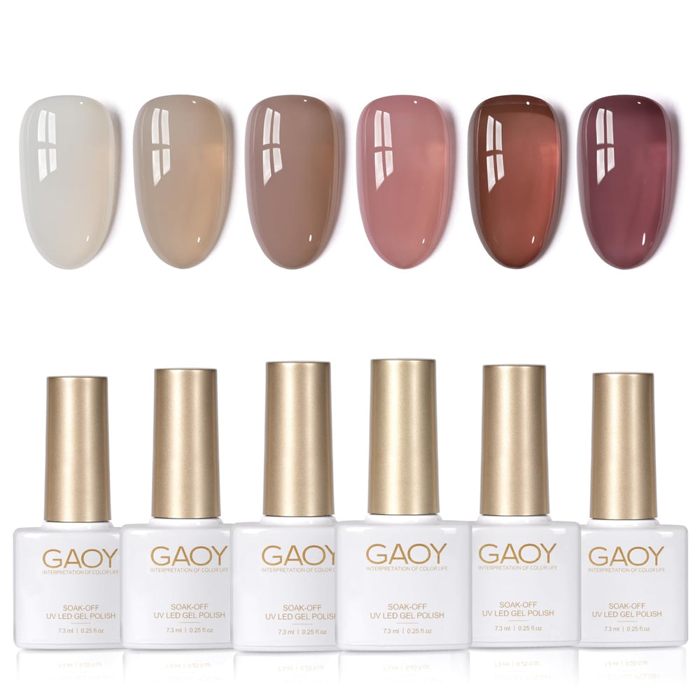 GAOY Jelly Nail Polish Set bottles view for versatile color options at home.