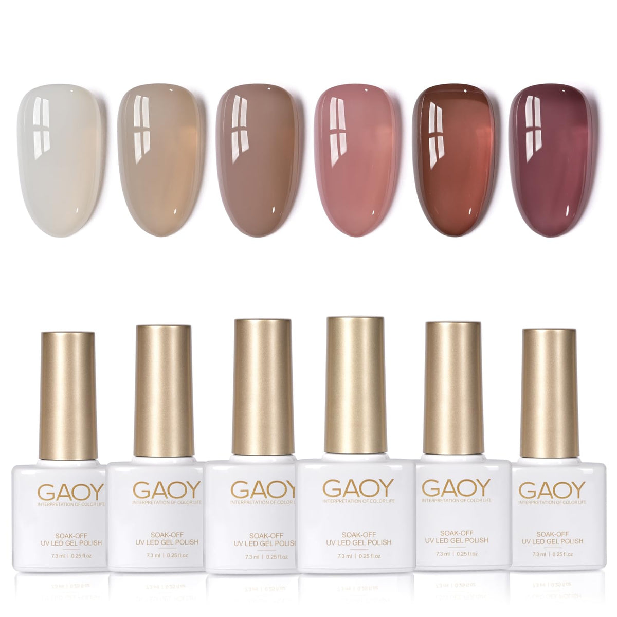 GAOY Jelly Nail Polish Set bottles view for versatile color options at home.