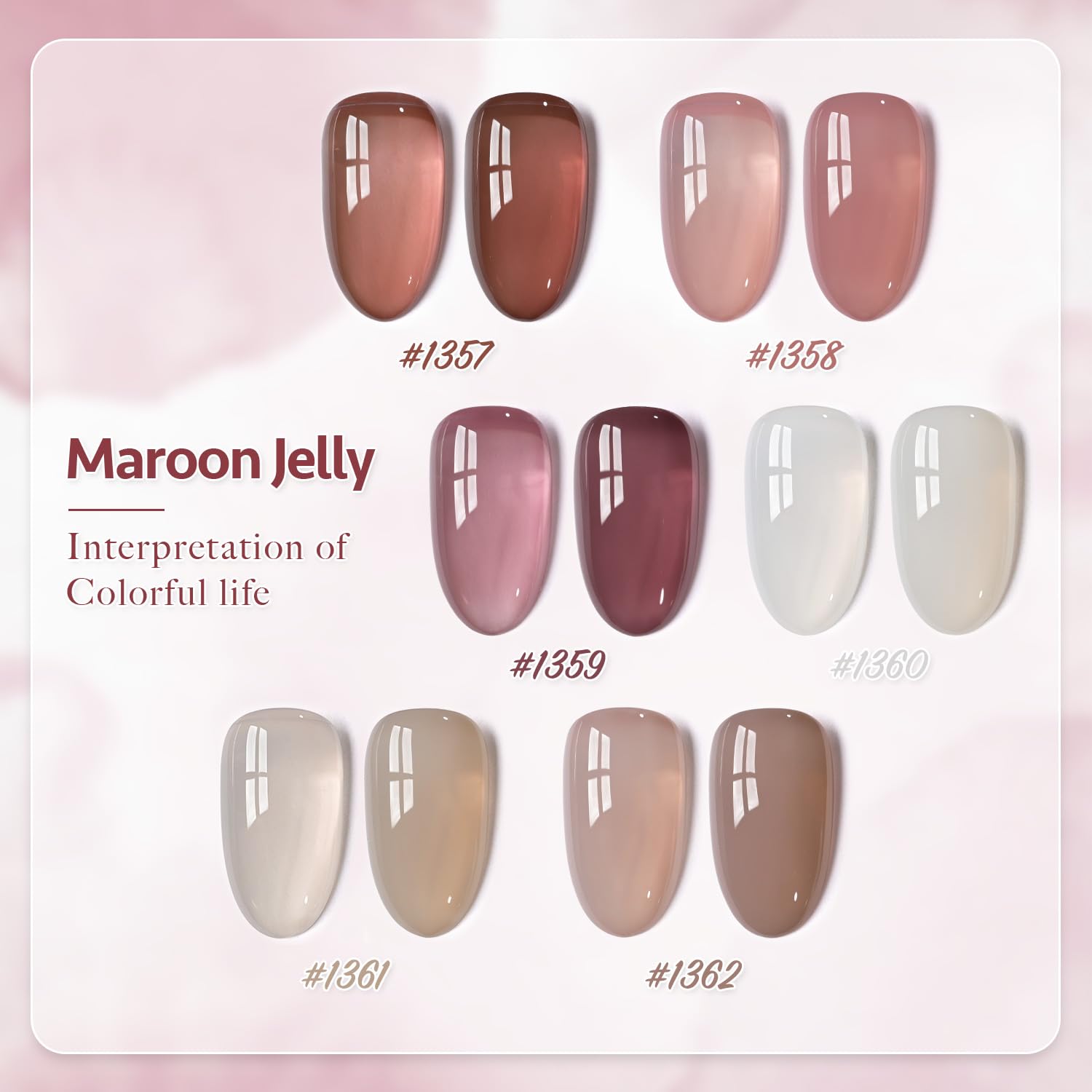 GAOY Jelly Brown White Gel Nail Polish Set color bottles ready for at-home nail art.