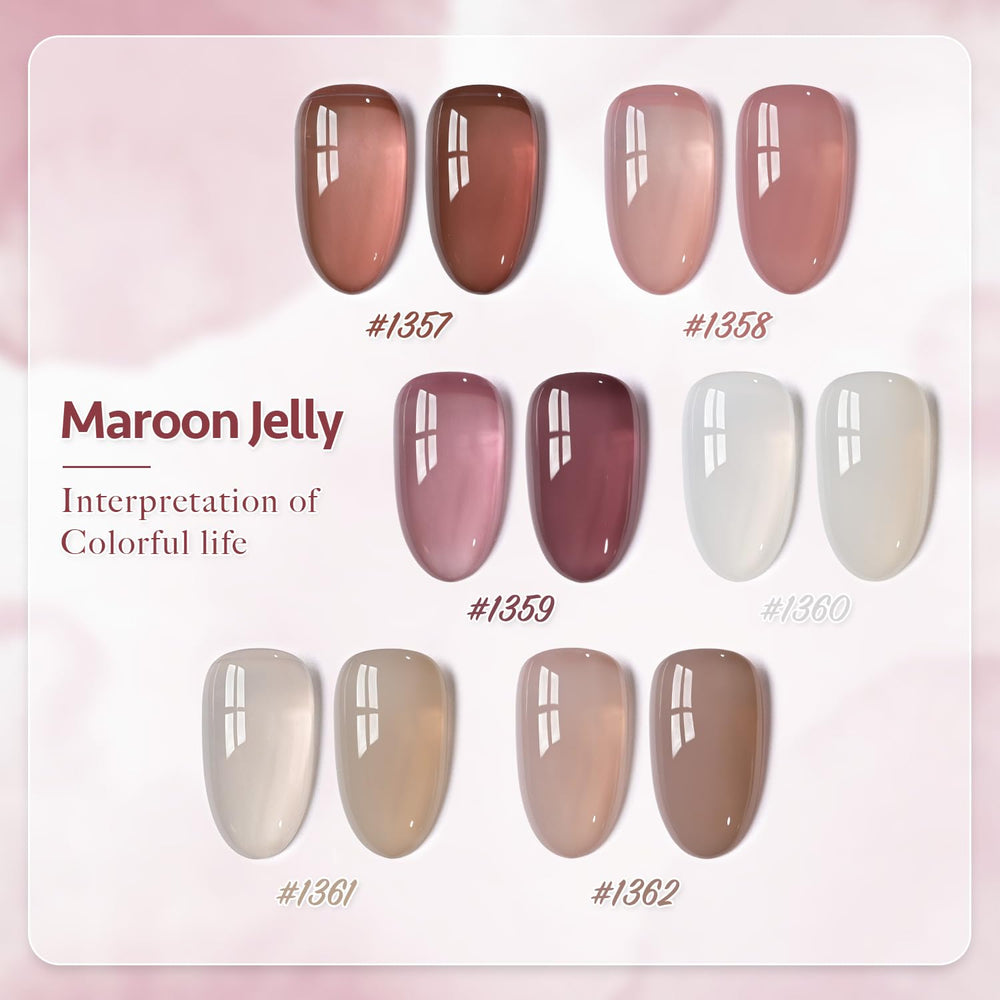 GAOY Jelly Brown White Gel Nail Polish Set color bottles ready for at-home nail art.