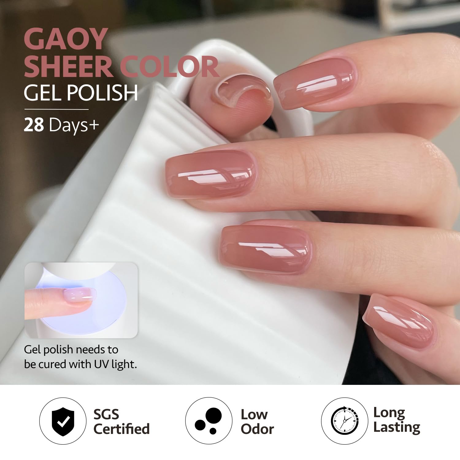 GAOY Jelly Brown White Gel Nail Polish Set packaging keeps six colors organized.