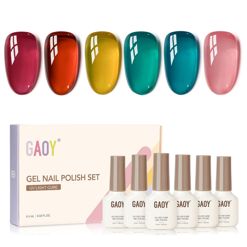 GAOY Jelly Gel Nail Polish pink swatch for at-home manicures with a smooth sheer finish.