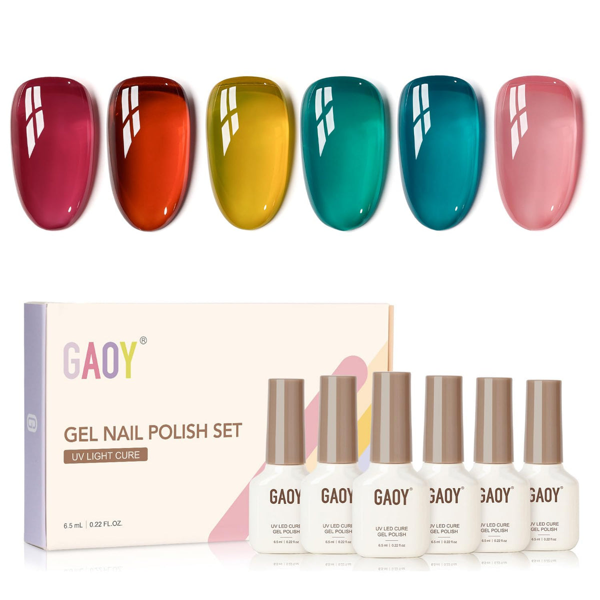GAOY Jelly Gel Nail Polish pink swatch for at-home manicures with a smooth sheer finish.