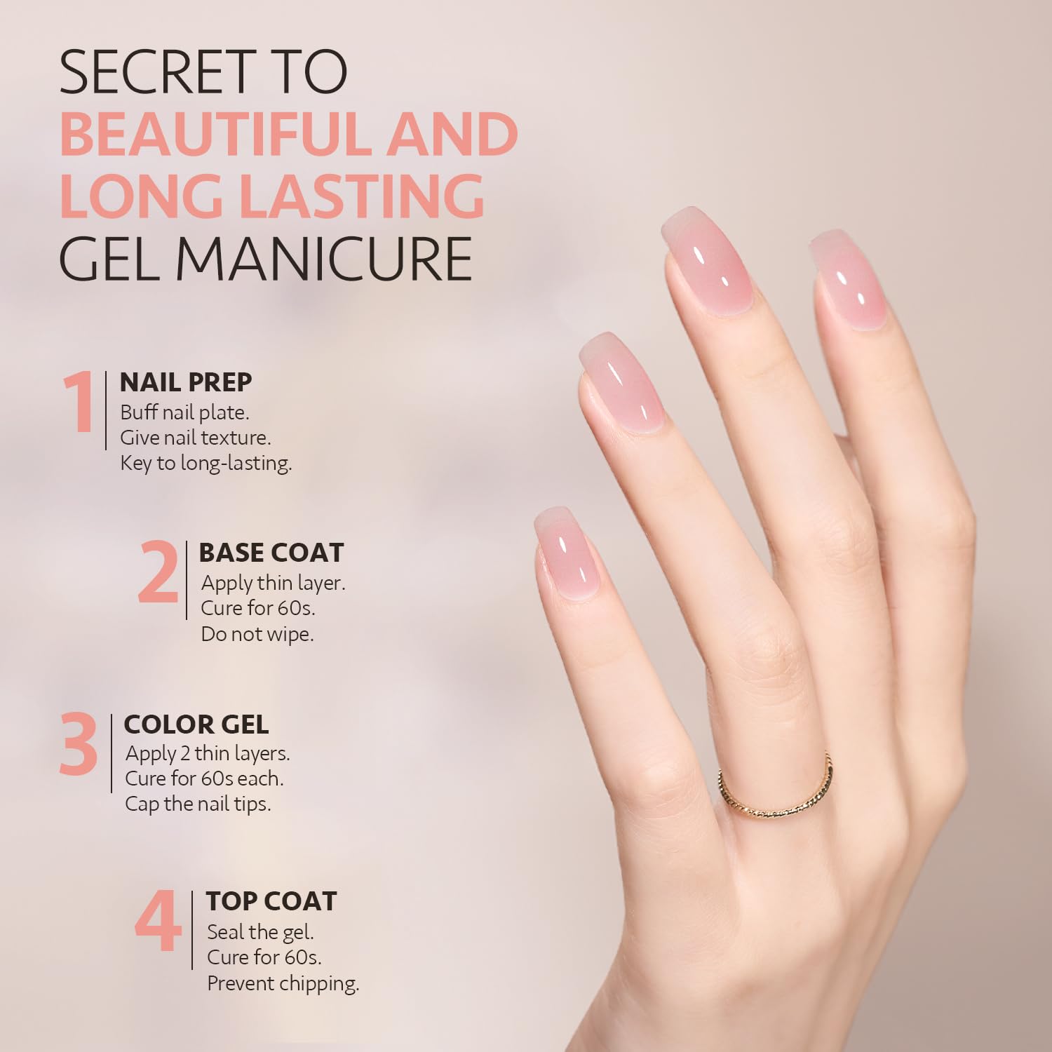 GAOY Jelly Gel ivory nude application shows natural finish for daily wear