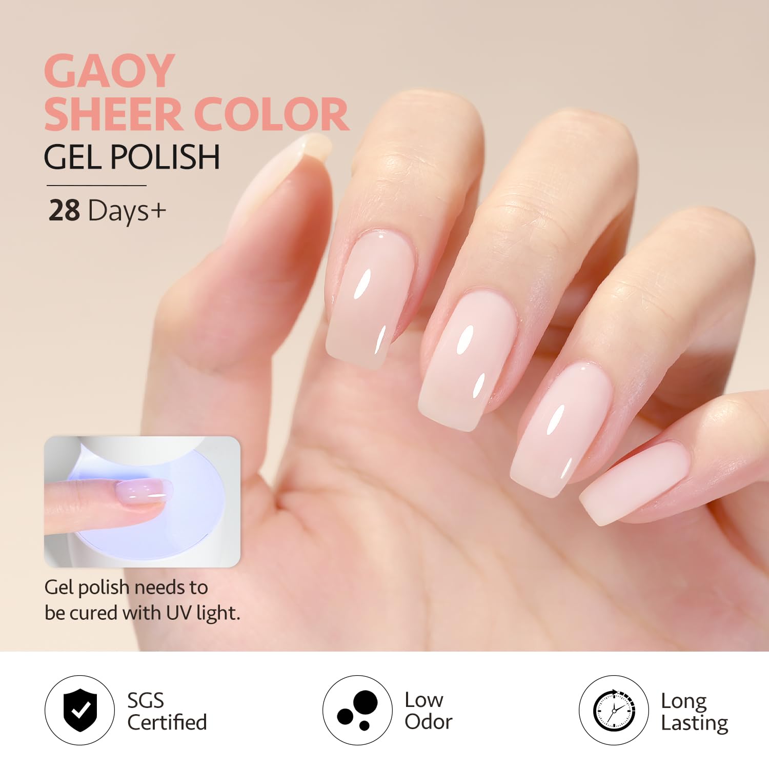 GAOY Jelly Gel sheer gloss bottle closeup emphasizes glossy buildable color