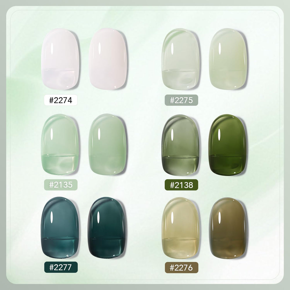 GAOY Jelly Green color swatches display buildable sheer to opaque options.
