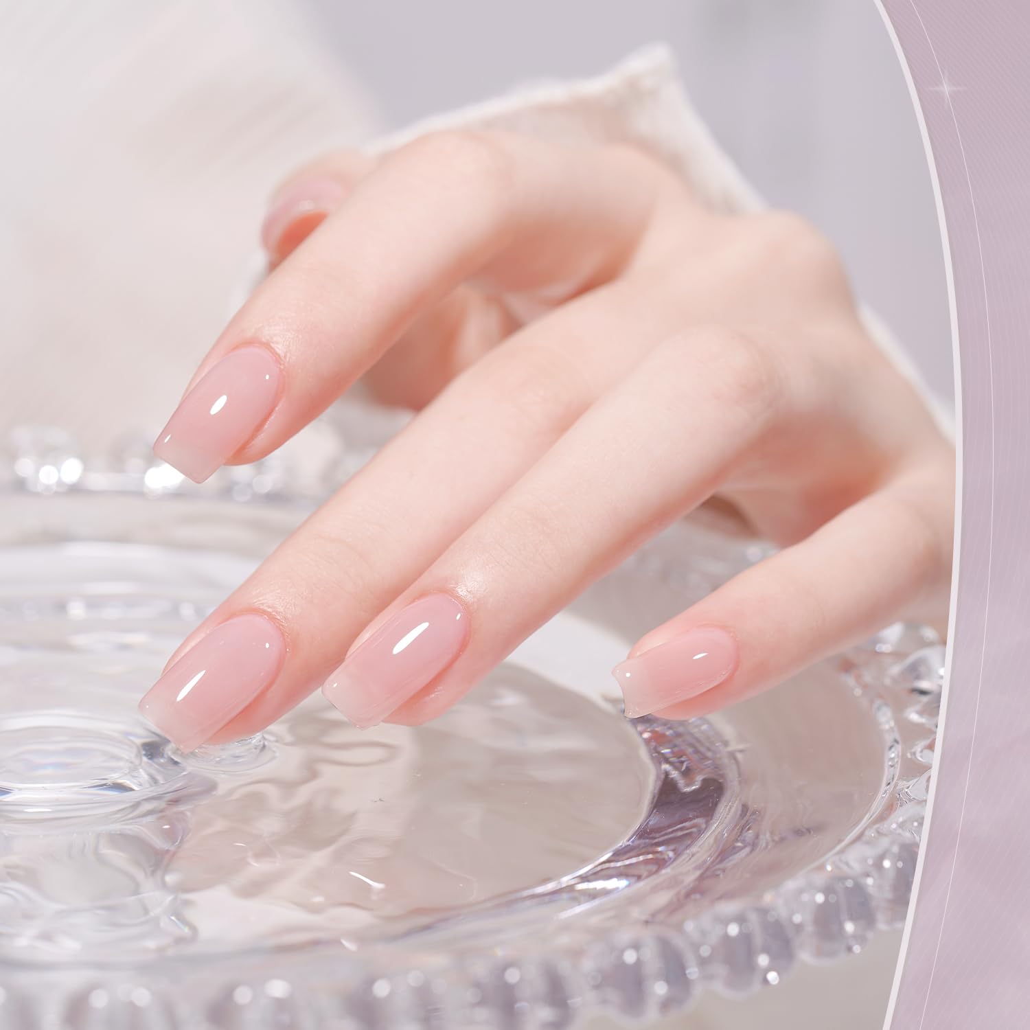 GAOY Jelly Green Spring Summer sheer nude gel polish for natural-looking nails.