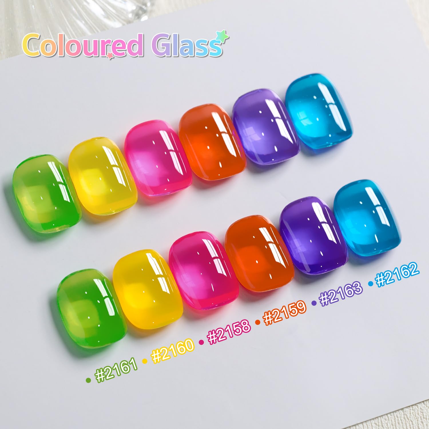 GAOY Jelly Neon gel polish set color swatches show glossy finish and up to four-week wear.