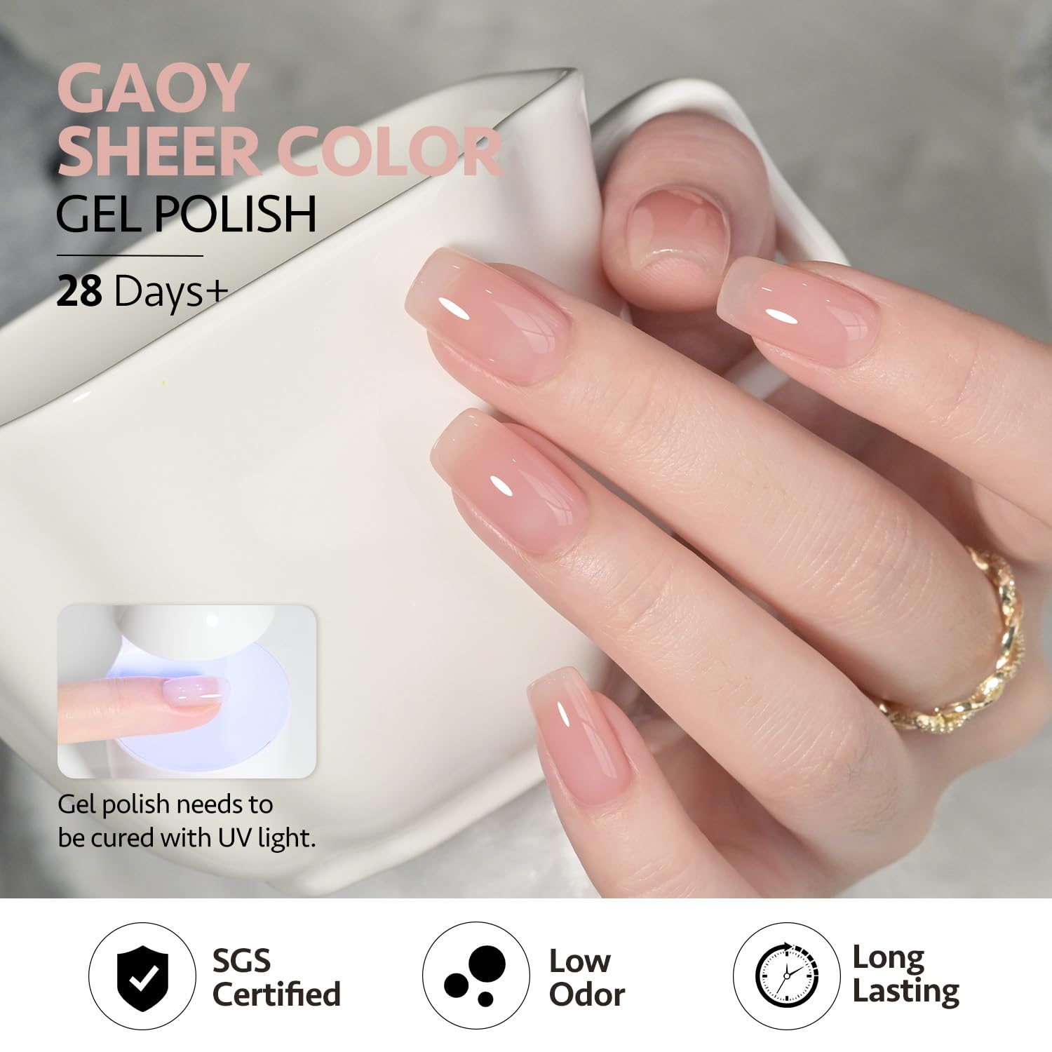 GAOY Jelly Nude long-lasting finish shown with proper base and top coats.