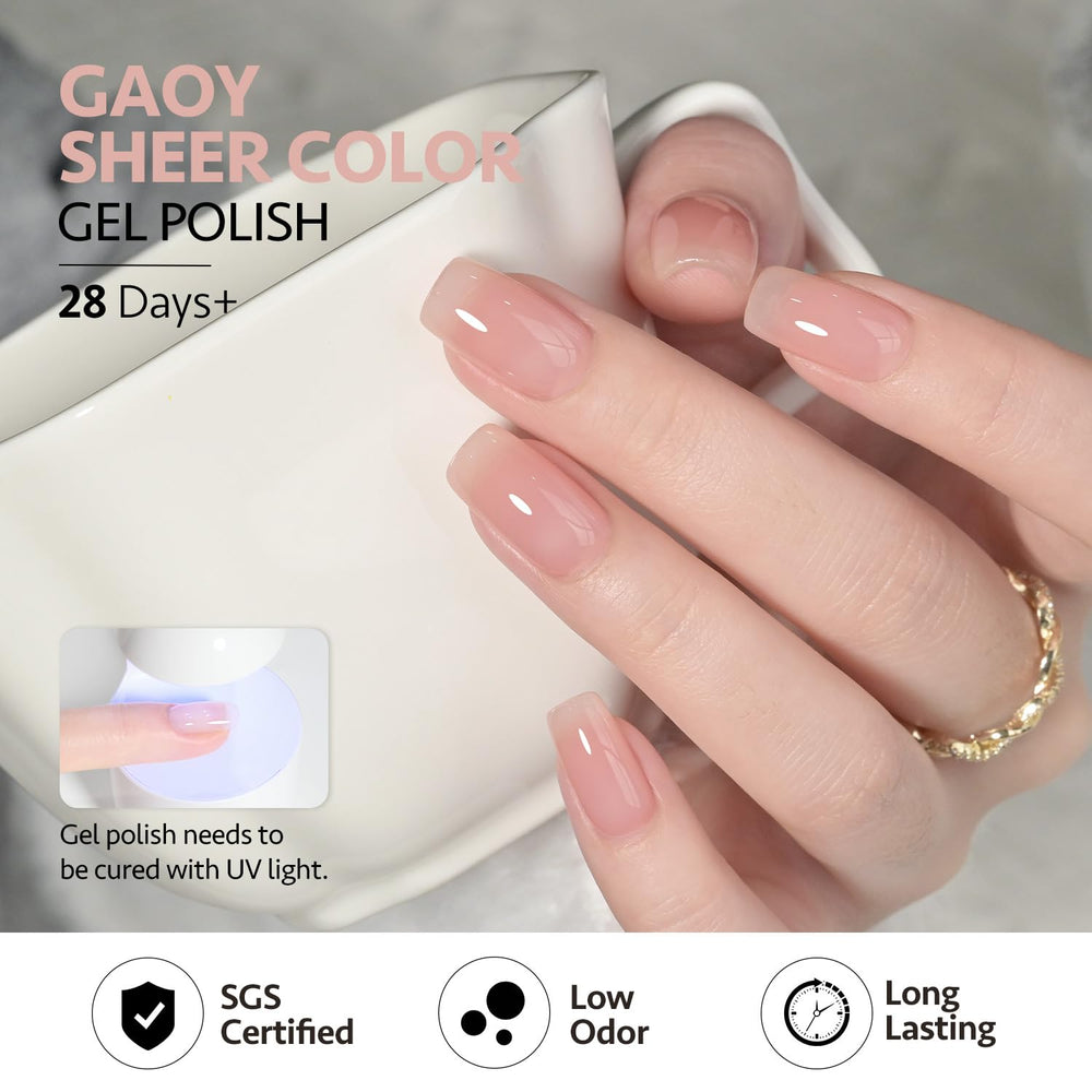 GAOY Jelly Nude long-lasting finish shown with proper base and top coats.