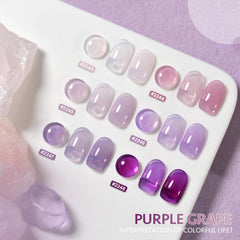 GAOY Jelly Purple Gel Nail Polish color swatches show sheer to opaque options for layered designs.