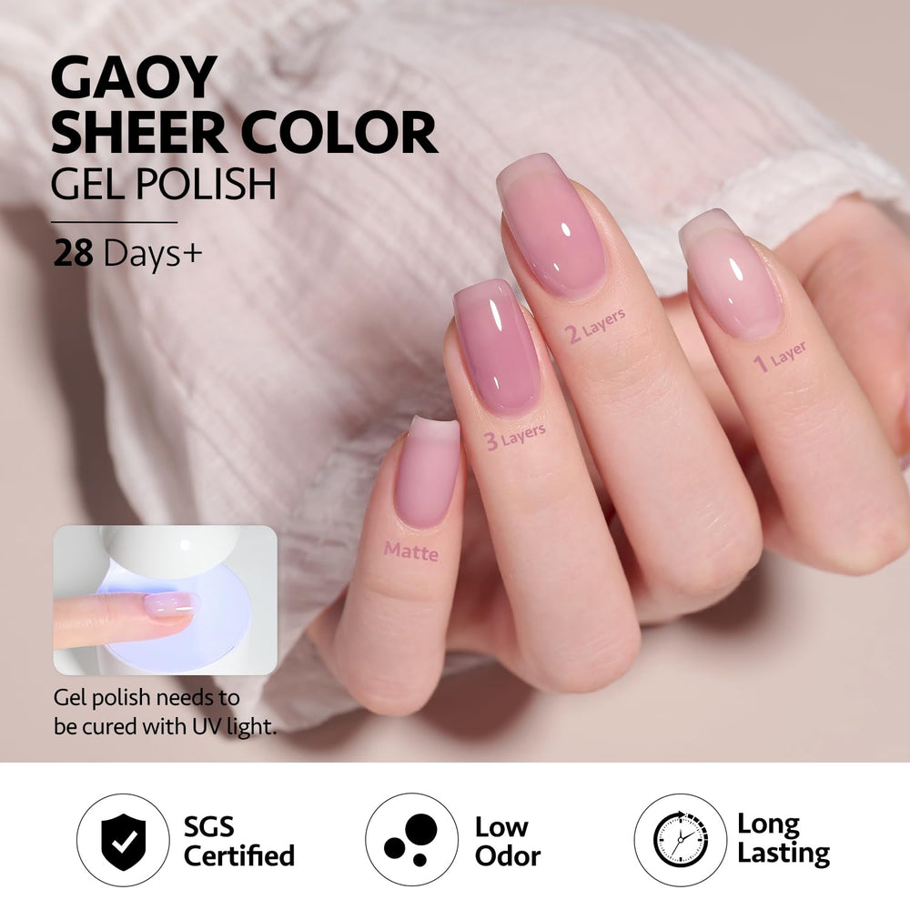 GAOY Jelly Purple Gel Nail Polish UV lamp curing setup enables fast, durable finishes at home.
