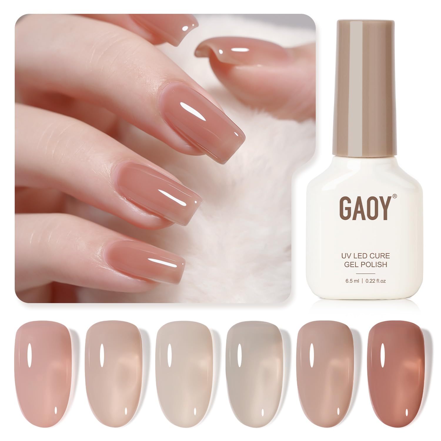 GAOY Jelly UV Gel Nail Polish Rose Quartz bottle for at-home manicure