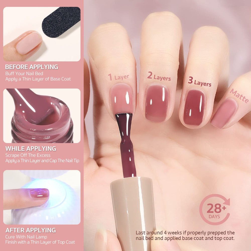 GAOY long-lasting finish image suggests up to four weeks with proper base/top coats.