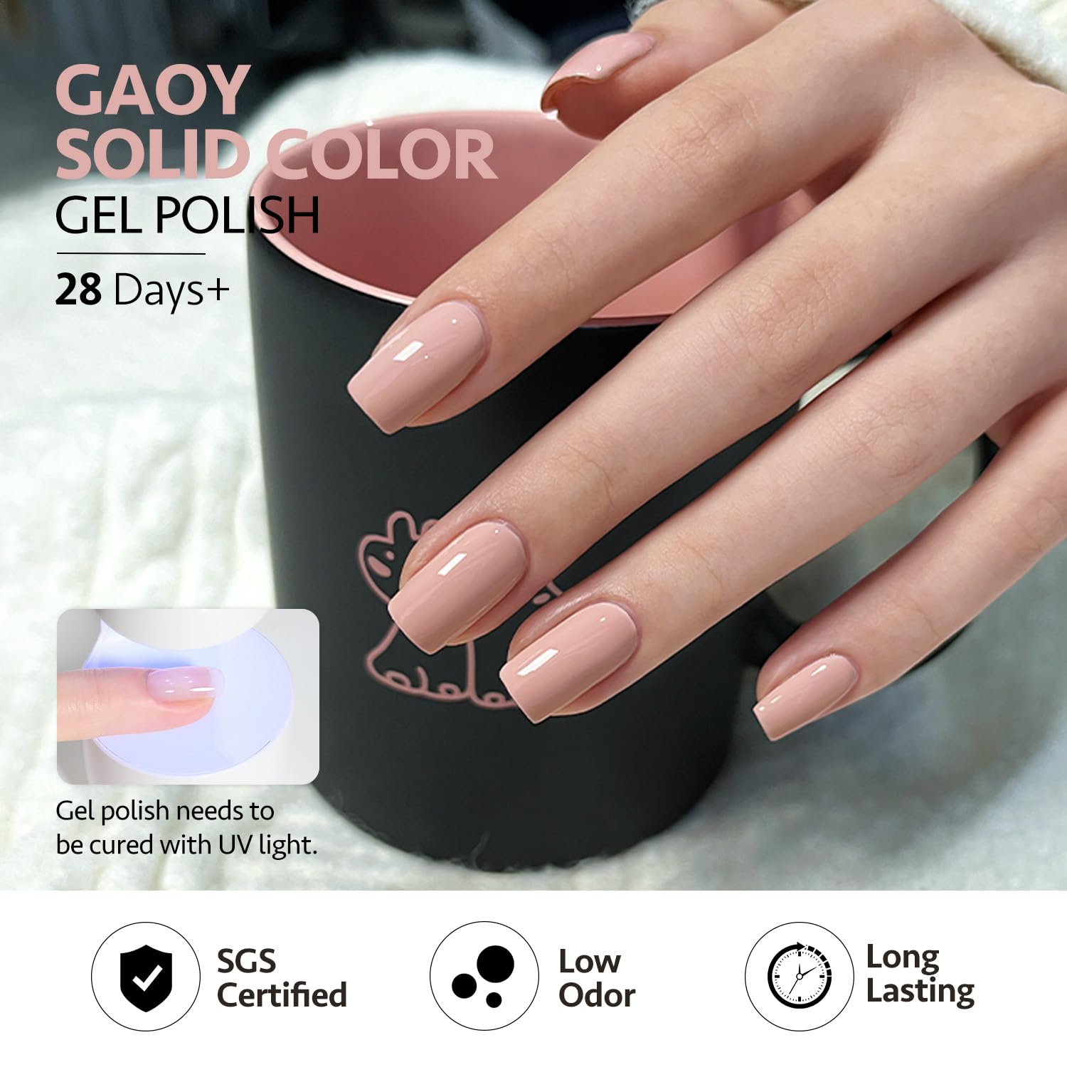 GAOY Macaron gel bottles cure in 60 seconds under UV LED lamp