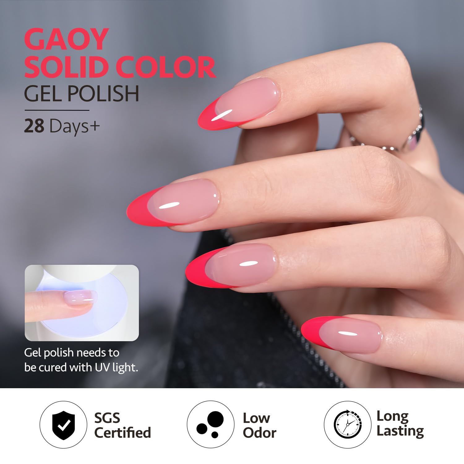 GAOY matte and glossy top coat options for versatile looks.