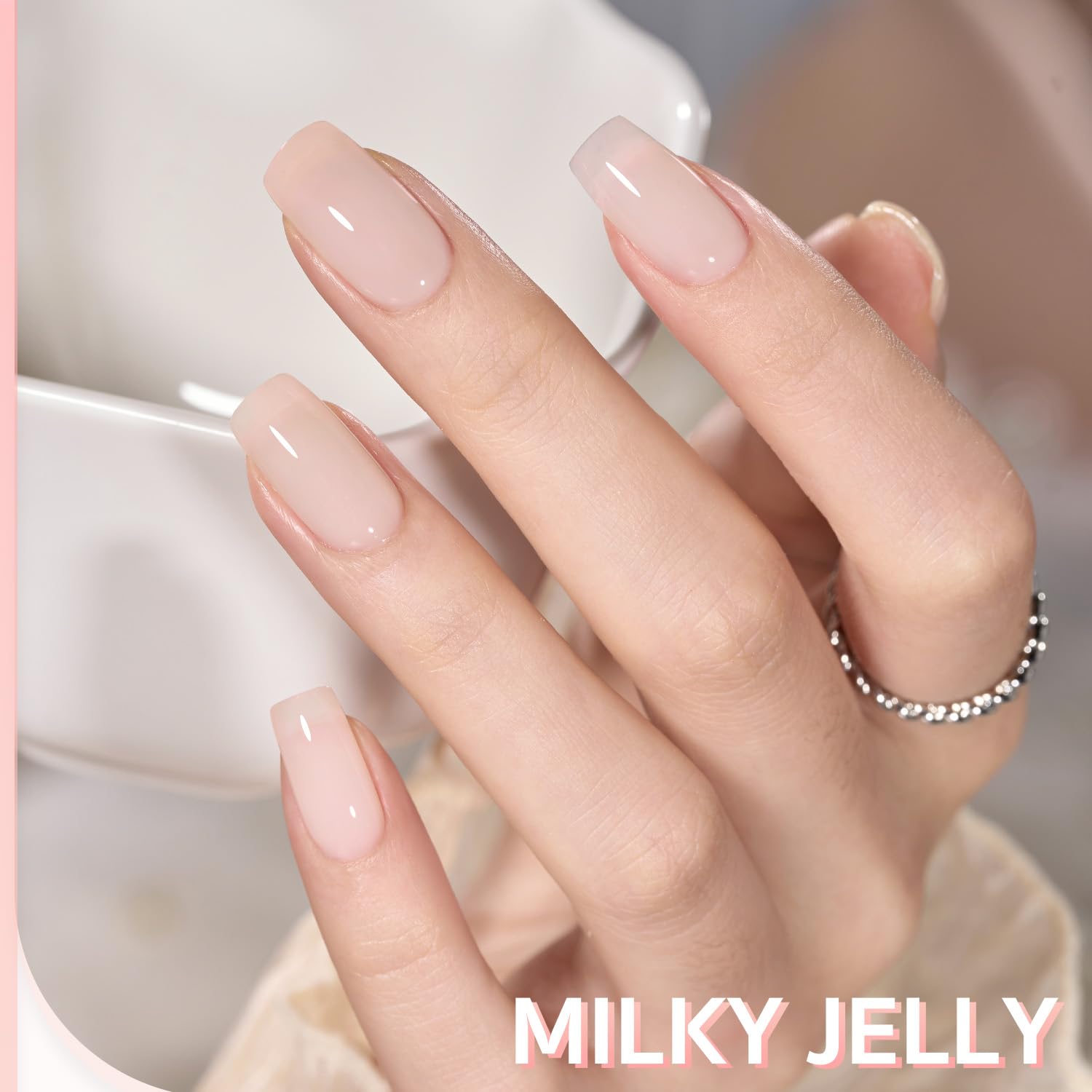 GAOY Milky Jelly Nude opaque layer-building demonstrates sheer-to-opaque options for custom intensity.